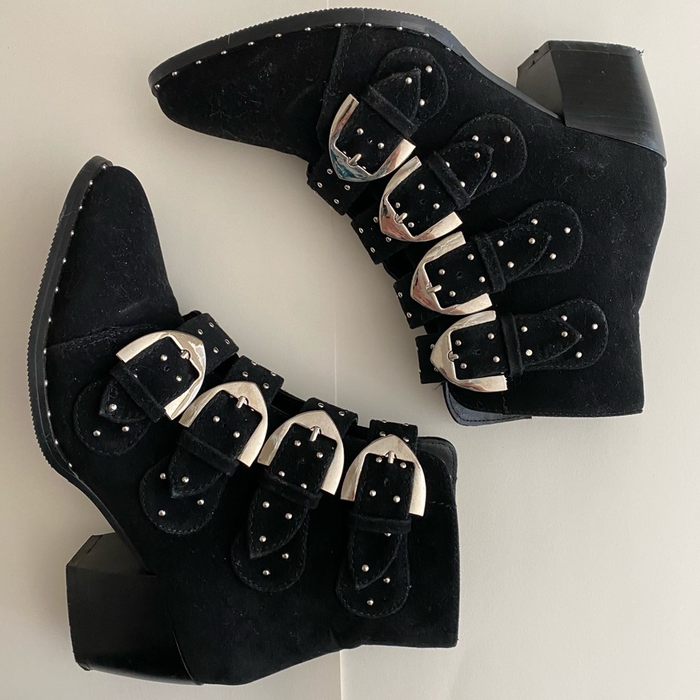 Prettylittlething Black Pinstud Western Ankle Boot
